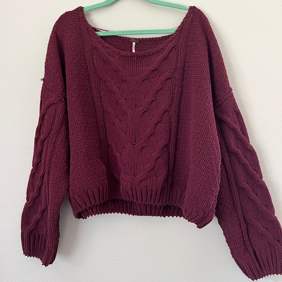 Free people burgundy cashmere sweater - Picture 2 of 4